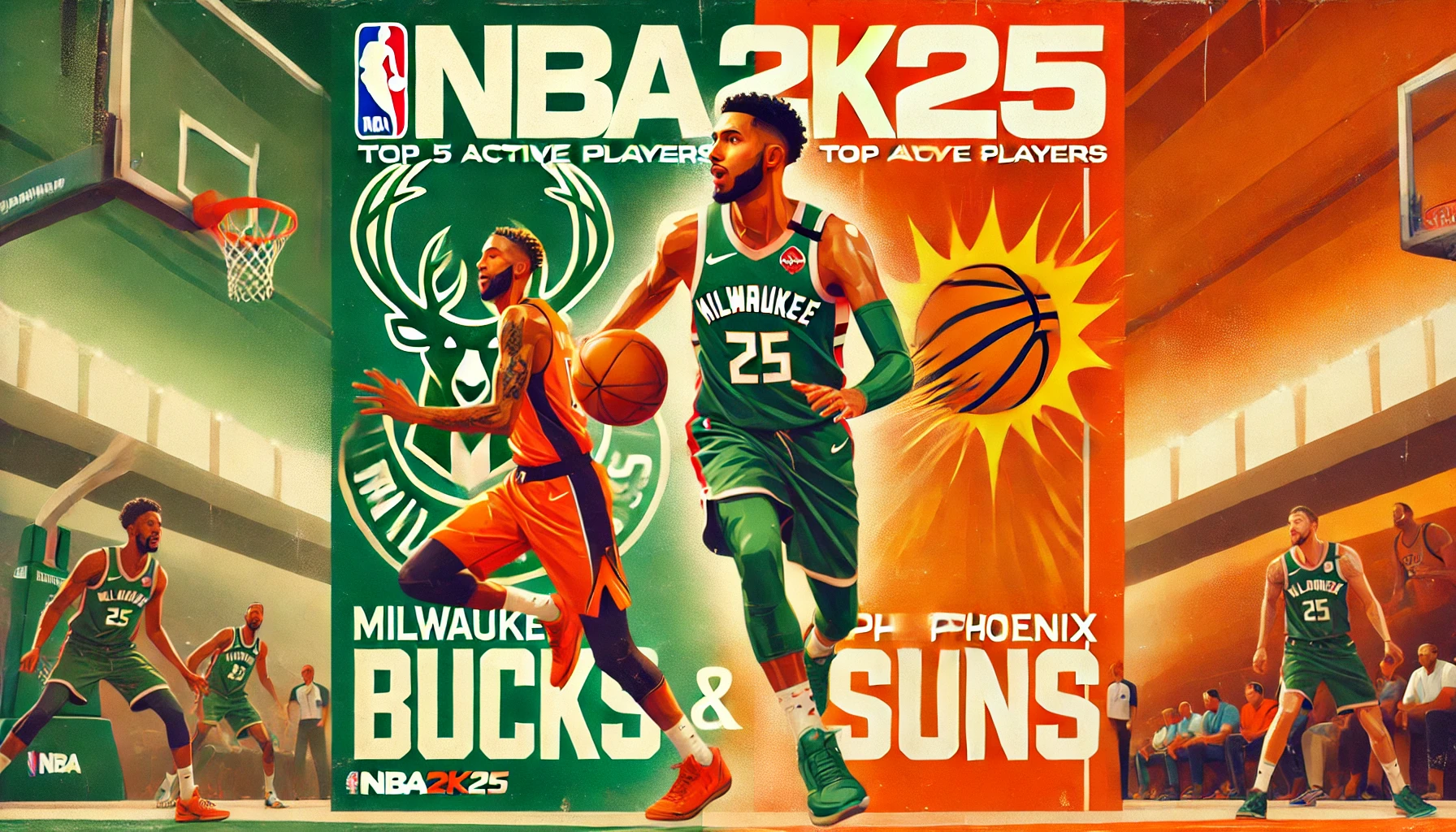 NBA 2K25 — the Milwaukee Bucks and Phoenix Suns players in action